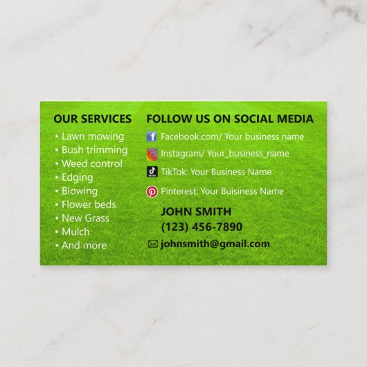 Landscaping & Lawn Care Visitekaartje (Achterkant)