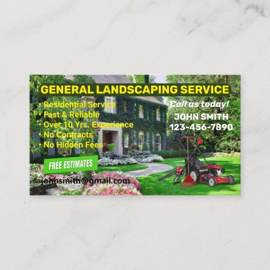 Landscaping & Lawn Care Visitekaartje (Voorkant)