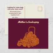 Landscaping Lawn Mowing Business Promotion Briefkaart (Voorkant / Achterkant)
