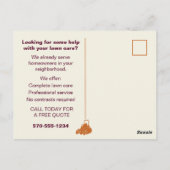 Landscaping Lawn Mowing Business Promotion Briefkaart (Achterkant)