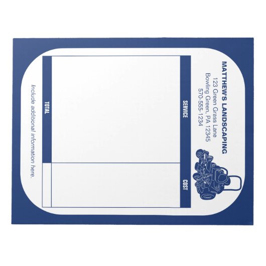 Landscaping Lawn Mowing Business Receipt Factuur Notitieblok (Voorkant)