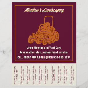 Landscaping Lawn Mowing Flyer met Traan-off Strips