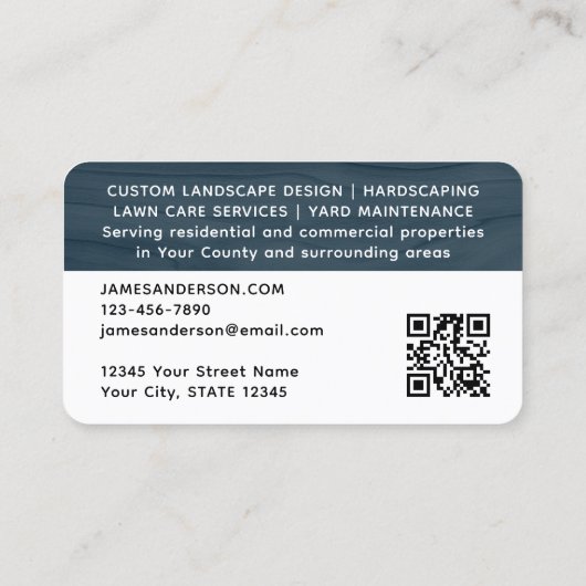 Landscaping Rustieke Foto Houtkorrel Blauw Modern Visitekaartje (Achterkant)