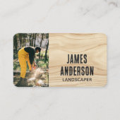 Landscaping Rustieke Foto Houtkorrel Zwart Modern Visitekaartje (Voorkant)