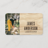 Landscaping Rustieke Foto Woodgrain Brown Modern Visitekaartje (Voorkant)