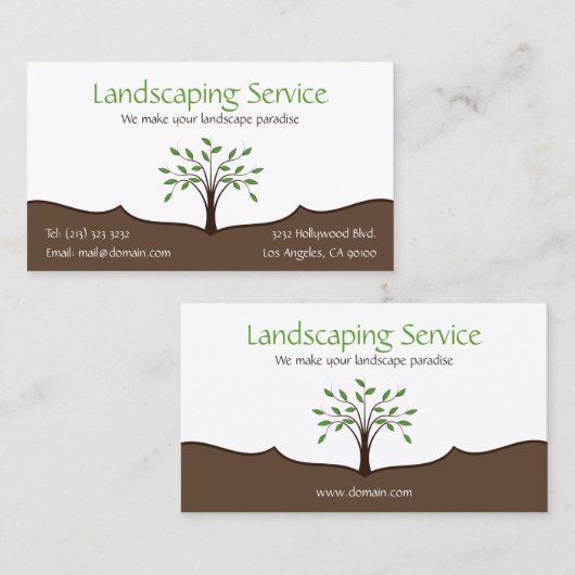 Landscaping Service Elegant Tree Natuur Logo Visitekaartje (Voorkant / Achterkant)