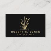 Landscaping Service Landscaper Logo Zwart en Goud Visitekaartje (Achterkant)