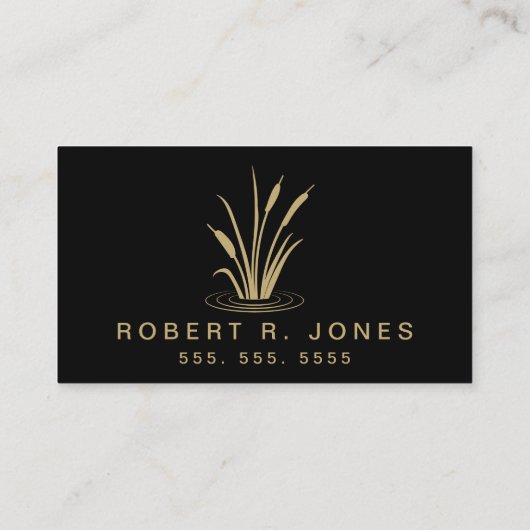 Landscaping Service Landscaper Logo Zwart en Goud Visitekaartje (Achterkant)