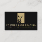Landscaping Service Landscaper Logo Zwart en Goud Visitekaartje (Voorkant)