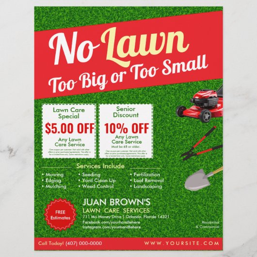 Landscaping Services | Lawn Care & Garden Design Flyer (Voorkant)