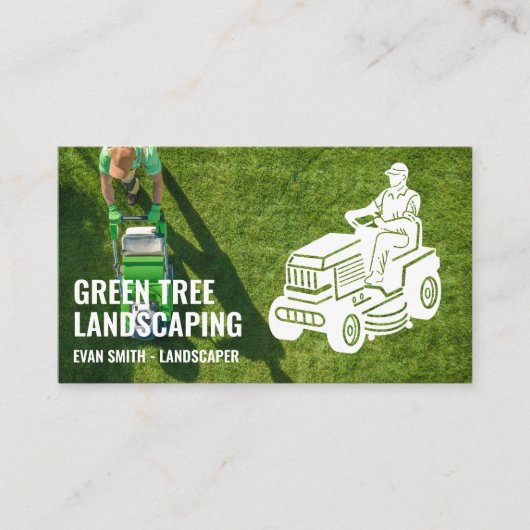 Landscaping | Sitting Lawn Mower | Gardening Visitekaartje (Voorkant)