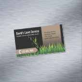 Landscaping voor graszorg Mowing Black & Beige Magnetisch Visitekaartje (Voorbeeld)
