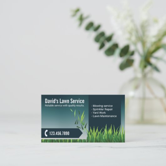 Landscaping voor graszorg Mowing Elegant Blauwgroe Visitekaartje (Staand voorkant)