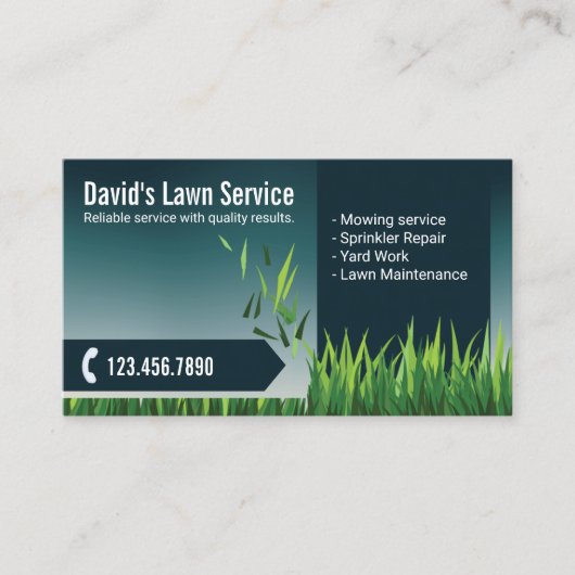 Landscaping voor graszorg Mowing Elegant Blauwgroe Visitekaartje (Voorkant)