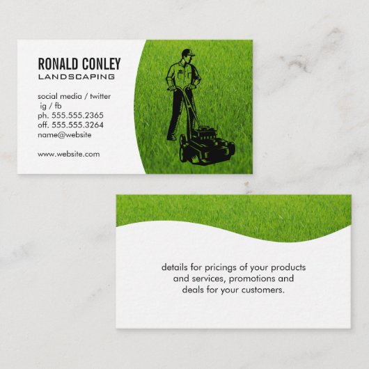 Landscapinggras | Gardener Cutting Lawn Visitekaartje (Voorkant / Achterkant)