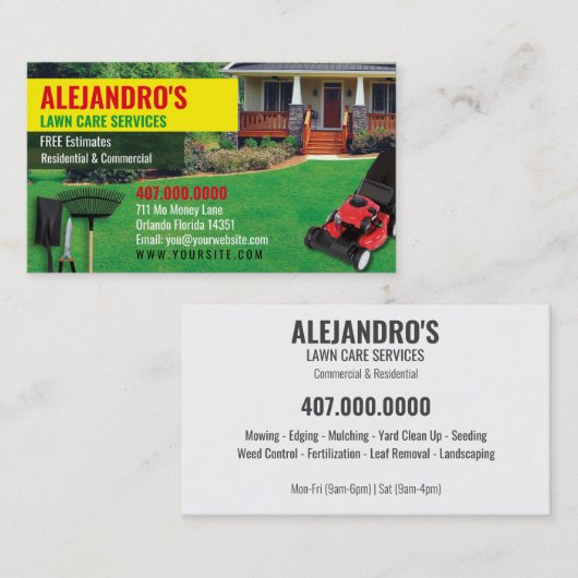 Landscapingsjabloon voor een startpakket voor zorg visitekaartje (Voorkant / Achterkant)