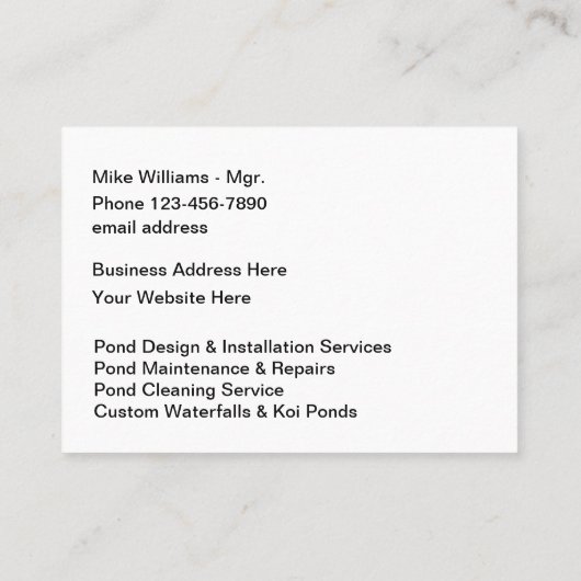 Landscapingvijvers Visitekaartje (Achterkant)
