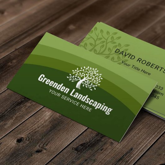 Landscapy Green Shades Tree Logo Lawn Care Visitekaartje