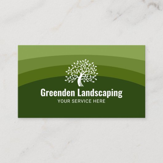 Landscapy Green Shades Tree Logo Lawn Care Visitekaartje (Voorkant)