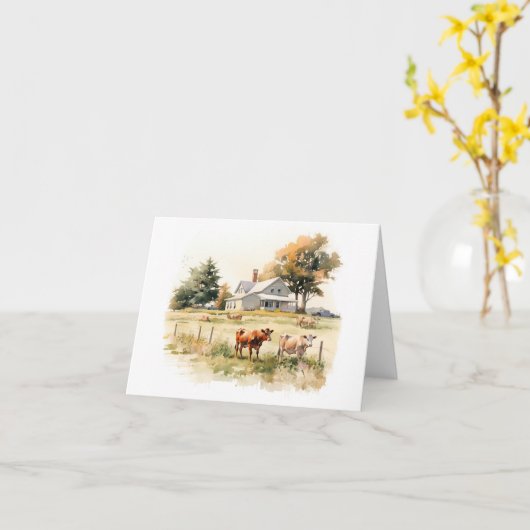 Landscène met een veld van Koeien BLANK Kaart (Gele Bloem)