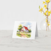 Landscène: Oud Boerderij Huis met hek BLANK Kaart (Gele Bloem)