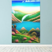 Landschaft mit See und Berge Canvas Afdruk (Insitu (Houten vloer))