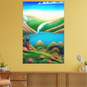 Landschaft mit See und Berge Canvas Afdruk (Insitu (Woonkamer))