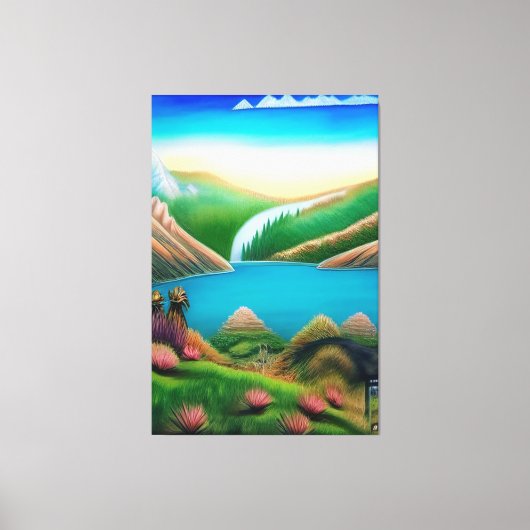 Landschaft mit See und Berge Canvas Afdruk (Voorkant)
