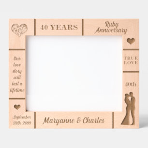 Landschap 10x8 Ruby 40ste bruiloft Jubileum Gegraveerde Lijstjes