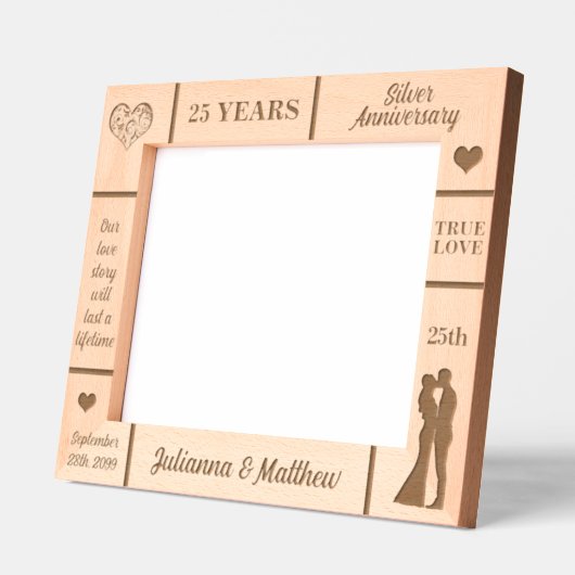 Landschap 10x8 Zilver 25e bruiloft Jubileum Gegraveerde Lijstjes (Links)