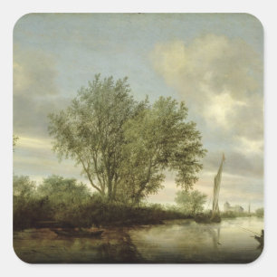 Landschap, 1645 vierkante sticker