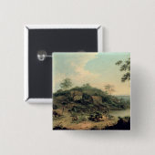 Landschap, 1758 vierkante button 5,1 cm (Voorkant /achterkant)
