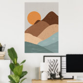 Landschap 2 Eenvoudige Boho Tekeningen Boho Chic A Poster (Thuiskantoor)