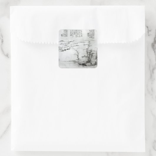 Landschap 2 vierkante sticker (Tas)