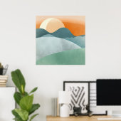 Landschap 3 Eenvoudige Boho Tekeningen Boho Chic A Poster (Thuiskantoor)