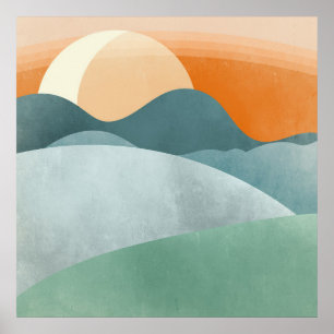 Landschap 3 Eenvoudige Boho Tekeningen Boho Chic A Poster