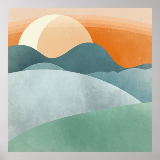 Landschap 3 Eenvoudige Boho Tekeningen Boho Chic A Poster (Voorkant)