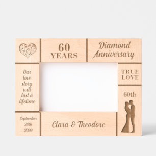Landschap 6x4 Golden 60th Wedding Jubileum Gegraveerde Lijstjes