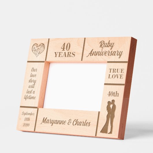 Landschap 6x4 Ruby 40th Wedding Jubileum Gegraveerde Lijstjes (Links)