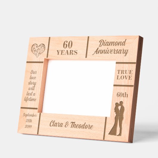 Landschap 7x5 Diamond 60e bruiloft Jubileum Gegraveerde Lijstjes (Links)