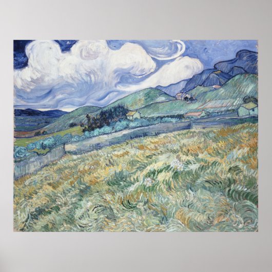 Landschap achter Saint-Paul Vincent van Gogh Poster (Voorkant)