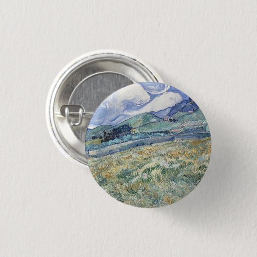 Landschap achter Saint-Paul Vincent van Gogh Ronde Button 3,2 Cm (Voorkant /achterkant)