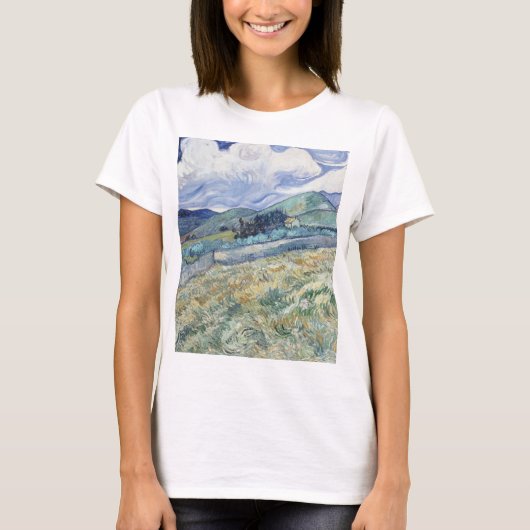 Landschap achter Saint-Paul Vincent van Gogh T-shirt (Voorkant)