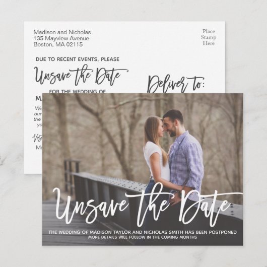 Landschap Afbeelding Wedding Unsave the Date Brief Briefkaart (Voorkant / Achterkant)