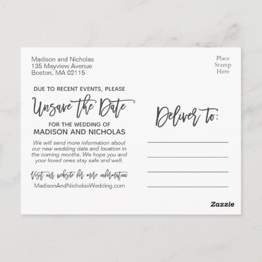 Landschap Afbeelding Wedding Unsave the Date Brief Briefkaart (Achterkant)