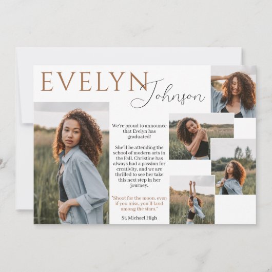 Landschap Afstuderen Fotoaankondiging met Collage Kaart (Achterkant)