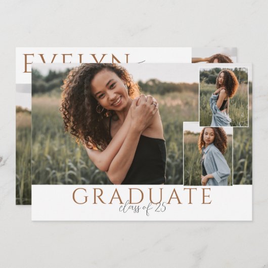 Landschap Afstuderen Fotoaankondiging met Collage Kaart (Voorkant / Achterkant)