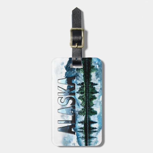 Landschap Alaska-Waterverf Bagagelabel (Voorkant verticaal)