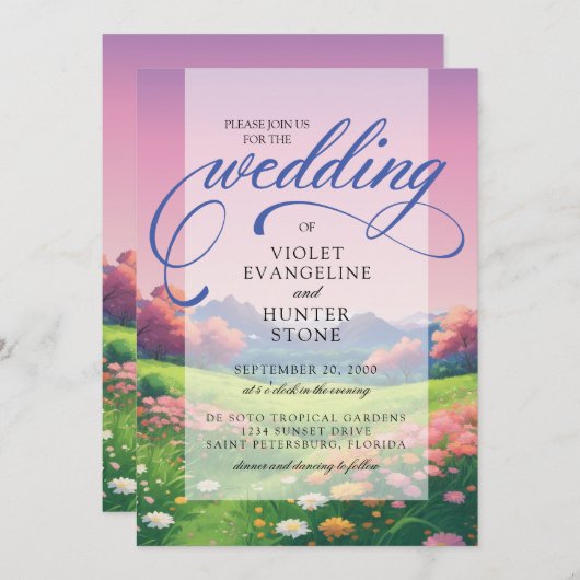 Landschap anime bruiloft kaart (Voorkant / Achterkant)