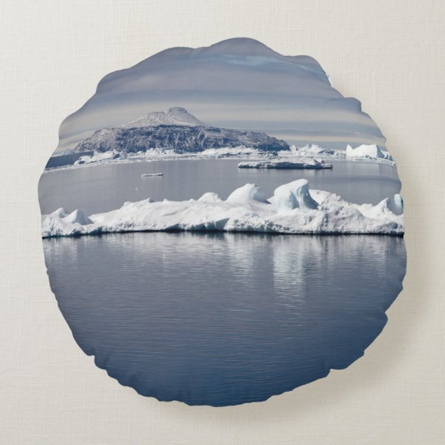 Landschap Antarctica Rond Kussen (Achterkant)